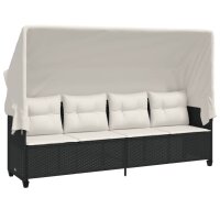 vidaXL 5-tlg. Garten-Sofagarnitur mit Kissen Schwarz Poly Rattan