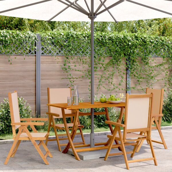 vidaXL Gartenst&uuml;hle Verstellbar 4 Stk. Beige Stoff und Massivholz