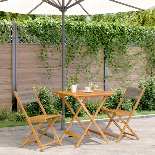 vidaXL 3-tlg. Bistro-Set Grau Polypropylen und Massivholz