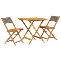 vidaXL 3-tlg. Bistro-Set Grau Polypropylen und Massivholz