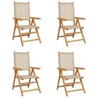 vidaXL Gartenstuhl Verstellbar 4 Stk. Beige Poly Rattan...