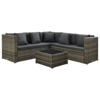 vidaXL 4-tlg. Garten-Lounge-Set mit Kissen Poly Rattan Grau