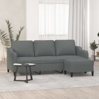 vidaXL 3-Sitzer-Sofa mit Hocker Dunkelgrau 180 cm Stoff