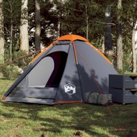 vidaXL Kuppel-Campingzelt 4 Personen Grau und Orange...