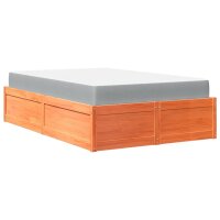 vidaXL Bett mit Matratze Wachsbraun 120x200 cm Massivholz...