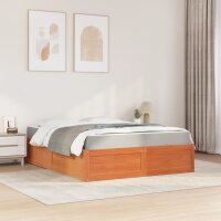 vidaXL Bett mit Matratze Wachsbraun 160x200 cm Massivholz Kiefer