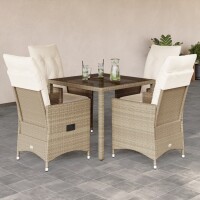 vidaXL 5-tlg. Garten-Essgruppe mit Kissen Beige Poly Rattan