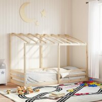 vidaXL Kinderbett mit Dach Wei&szlig; 80x200 cm Massivholz Kiefer