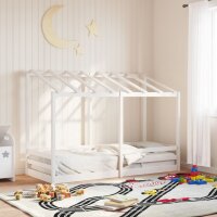 vidaXL Kinderbett mit Dach Wei&szlig; 75x190 cm Massivholz Kiefer