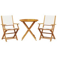 vidaXL 3-tlg. Bistro-Set Cremewei&szlig; Stoff und Massivholz