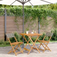 vidaXL 3-tlg. Bistro-Set Grau Poly Rattan und Massivholz