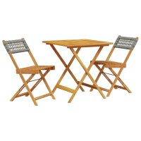 vidaXL 3-tlg. Bistro-Set Grau Poly Rattan und Massivholz