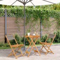 vidaXL 3-tlg. Bistro-Set Grau Polypropylen und Massivholz