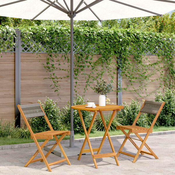 vidaXL 3-tlg. Bistro-Set Grau Polypropylen und Massivholz