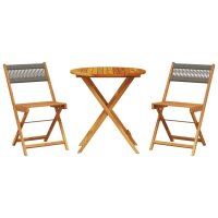 vidaXL 3-tlg. Bistro-Set Grau Polypropylen und Massivholz