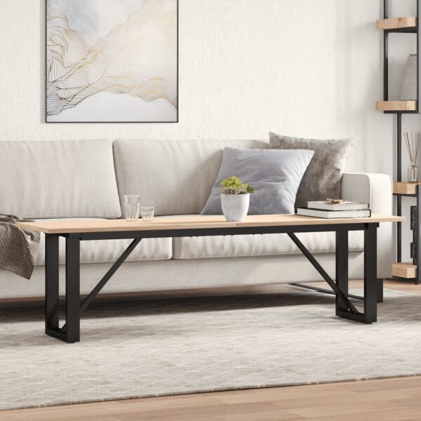 vidaXL Couchtisch O-Gestell 160x40x45 cm Massivholz Kiefer &amp; Gusseisen