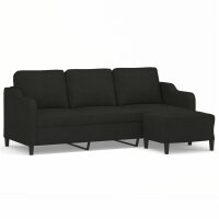 vidaXL 3-Sitzer-Sofa mit Hocker Schwarz 180 cm Stoff