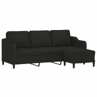 vidaXL 3-Sitzer-Sofa mit Hocker Schwarz 180 cm Stoff