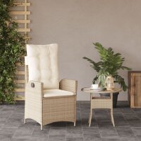 vidaXL Gartensessel mit Kissen Verstellbar Beige Poly Rattan