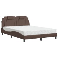 vidaXL Bett mit Matratze Braun 140x190 cm Kunstleder