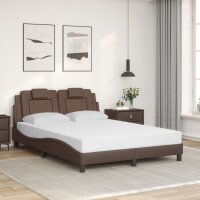 vidaXL Bett mit Matratze Braun 140x190 cm Kunstleder