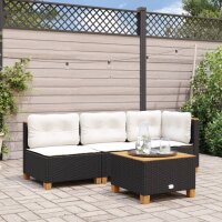 vidaXL Gartensofa ohne Armlehnen mit Kissen Schwarz Poly Rattan