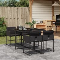 vidaXL 5-tlg. Garten-Essgruppe mit Kissen Schwarz Poly Rattan