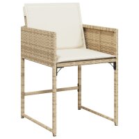 vidaXL 9-tlg. Garten-Essgruppe mit Kissen Beige Poly Rattan