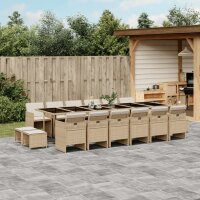 vidaXL 17-tlg. Garten-Essgruppe mit Kissen Beige Poly Rattan