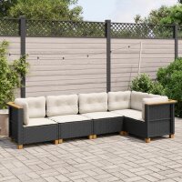 vidaXL 5-tlg. Garten-Sofagarnitur mit Kissen Schwarz Poly...