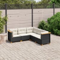 vidaXL 5-tlg. Garten-Sofagarnitur mit Kissen Schwarz Poly...