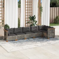 vidaXL 6-tlg. Garten-Sofagarnitur mit Kissen Grau Poly...