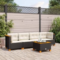 vidaXL 5-tlg. Garten-Sofagarnitur mit Kissen Schwarz Poly...