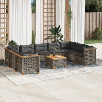 vidaXL 10-tlg. Garten-Sofagarnitur mit Kissen Grau Poly...