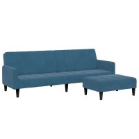 vidaXL Schlafsofa 2-Sitzer mit Fu&szlig;hocker Blau Samt