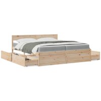 vidaXL Bett mit Schubladen und Matratze 200x200 cm Massivholz Kiefer