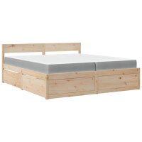 vidaXL Bett mit Schubladen und Matratze 200x200 cm Massivholz Kiefer