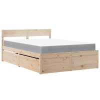 vidaXL Bett mit Schubladen und Matratze 120x200 cm Massivholz Kiefer
