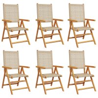 vidaXL Gartenstuhl Verstellbar 6 Stk. Beige Poly Rattan...