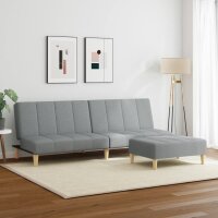 vidaXL Schlafsofa 2-Sitzer mit Fu&szlig;hocker Hellgrau Stoff