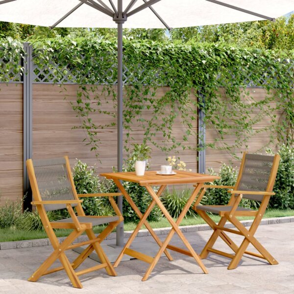 vidaXL 3-tlg. Bistro-Set Grau Polypropylen und Massivholz