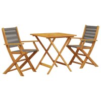 vidaXL 3-tlg. Bistro-Set Grau Polypropylen und Massivholz