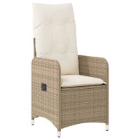 vidaXL Gartensessel mit Kissen Verstellbar Beige Poly Rattan