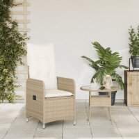 vidaXL Gartensessel mit Kissen Verstellbar Beige Poly Rattan