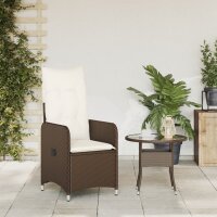 vidaXL Gartensessel Verstellbar mit Kissen Braun Poly Rattan