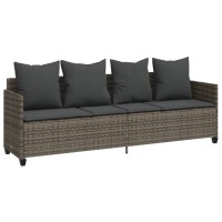 vidaXL 5-tlg. Garten-Sofagarnitur mit Kissen Grau Poly Rattan