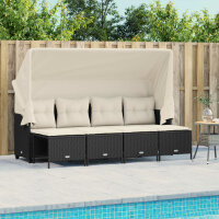 vidaXL 5-tlg. Garten-Sofagarnitur mit Kissen Schwarz Poly Rattan