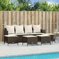 vidaXL 5-tlg. Garten-Sofagarnitur mit Kissen Braun Poly Rattan