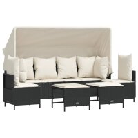 vidaXL 5-tlg. Garten-Sofagarnitur mit Kissen Schwarz Poly Rattan