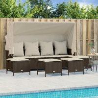 vidaXL 5-tlg. Garten-Sofagarnitur mit Kissen Braun Poly Rattan